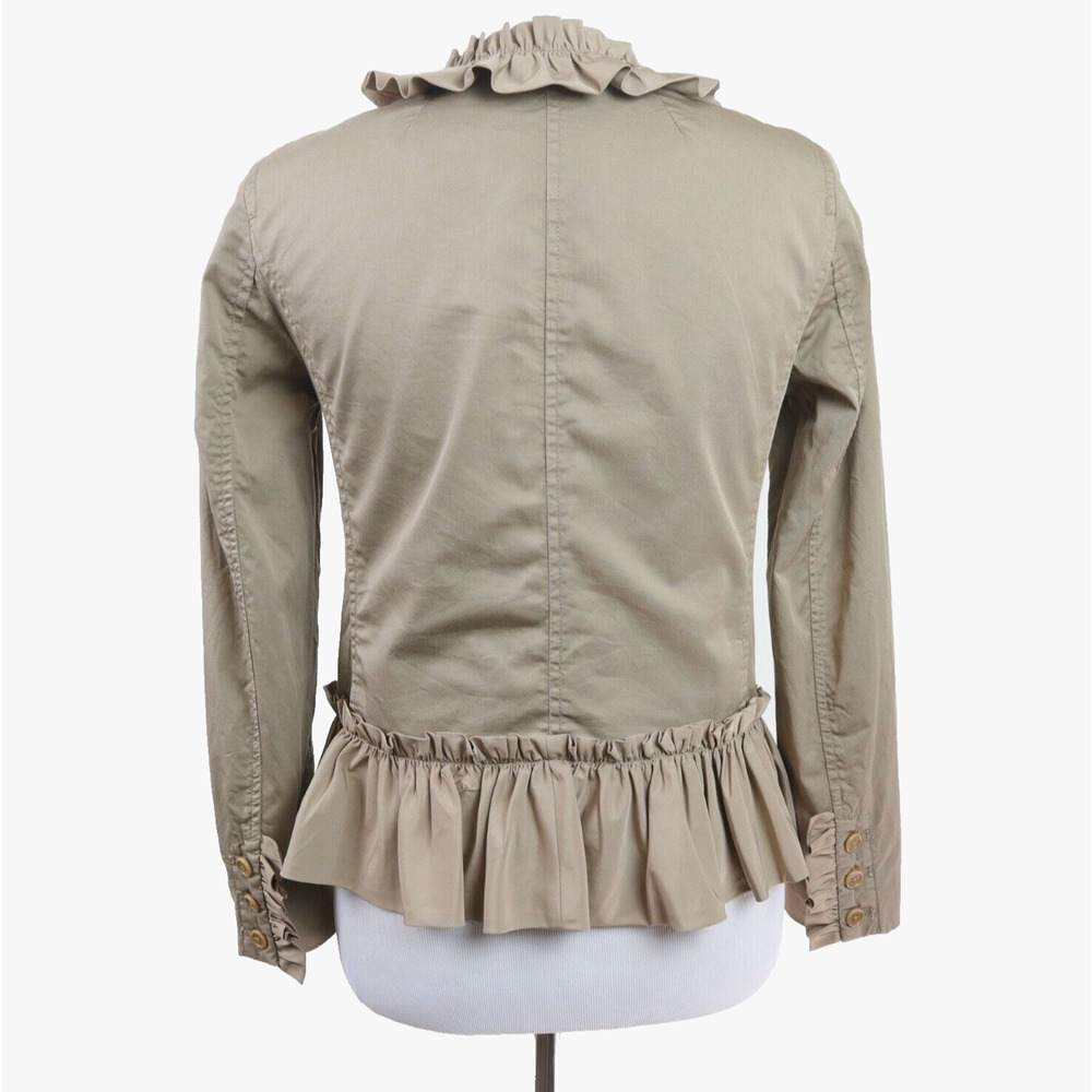 J Crew Size 0 Ruffle Chino Jacket Tan Ridge Khaki Tan G7578 *as is* - Picture 5 of 12